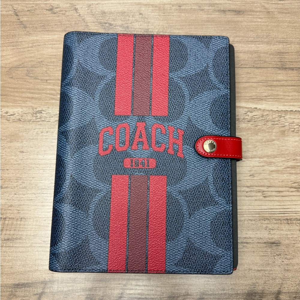 Coach Notebook In Signature Canvas blue/bold red CBL05 NWT